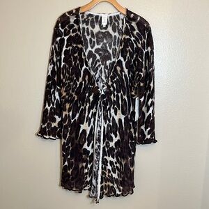 Nwt Jones New York Animal Print Open Front Cardigan Sweater